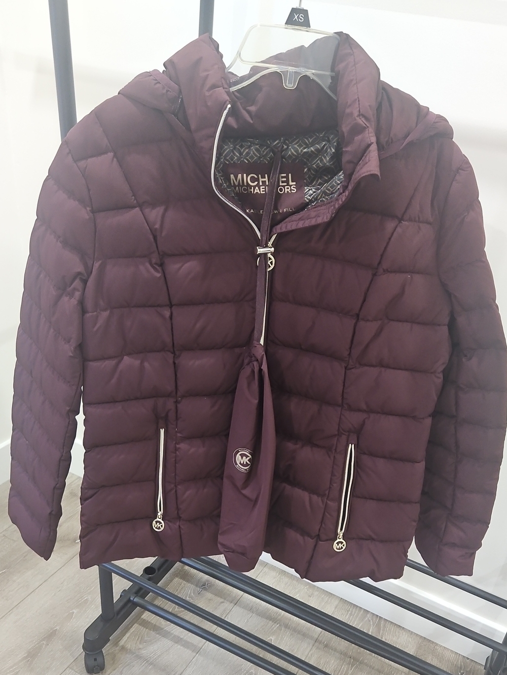 Michael Kors Women' Plum Quilted Puffer Jacket with Hood